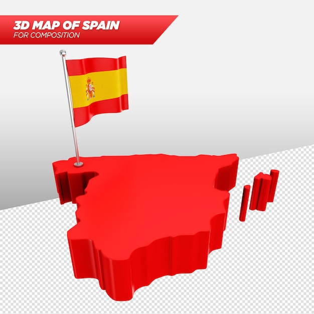 3d map of spain for advertising compositions