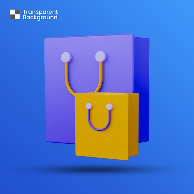 3D Market Bag icon isolated