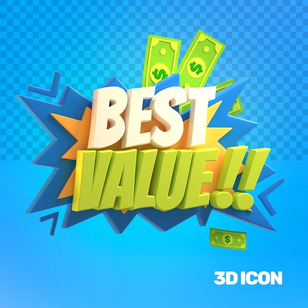 3D Marketing Best Value Side Text Icon