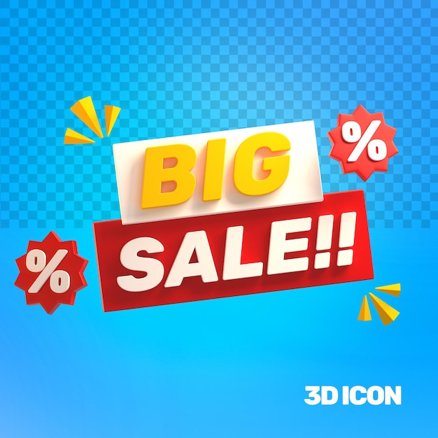 3D Marketing Big Sale Square Text Icon