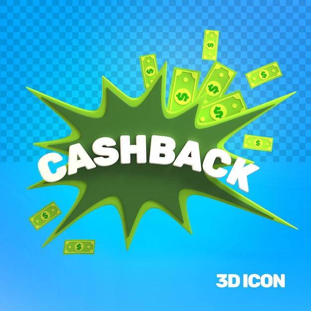 3D Marketing Cashback Text Icon