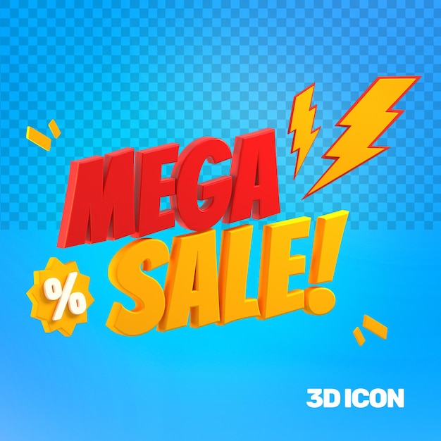 3D Marketing Mega Sale Side Text Icon