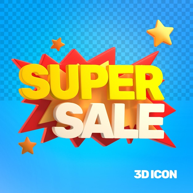 3D Marketing Super Sale Side Text Icon