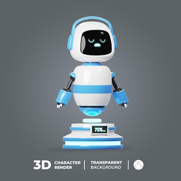 3D Mascot Cute Robot Charging