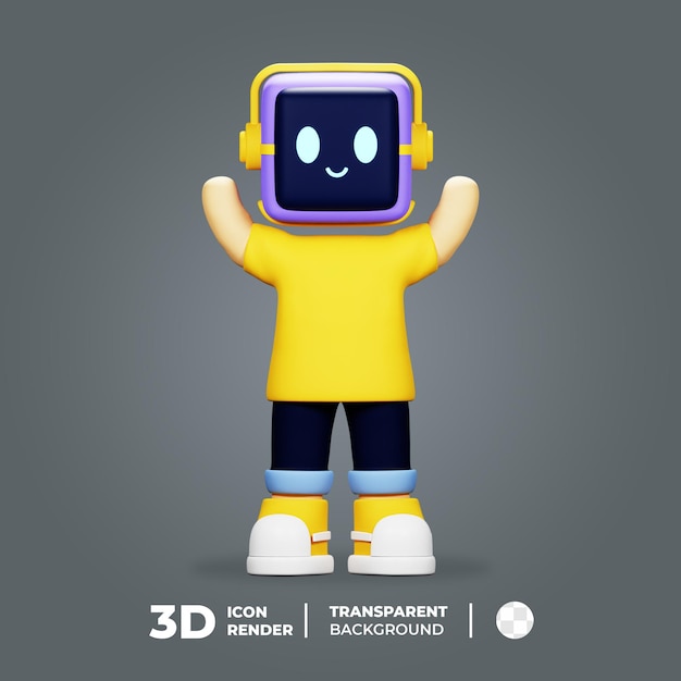 3D Mascot Robot Happy