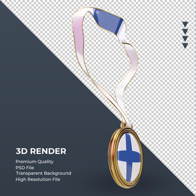 3d medal Finland flag rendering left view