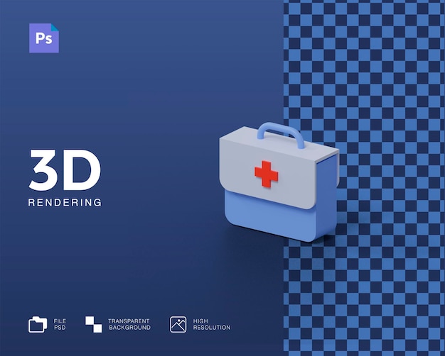 PSD 3d medical bag rendering isolated