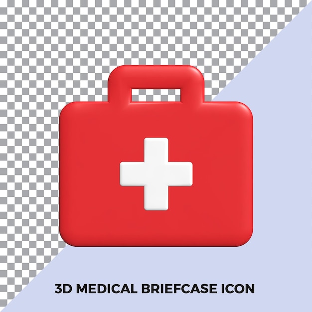 3d medical briefcase aid kit icon isolated