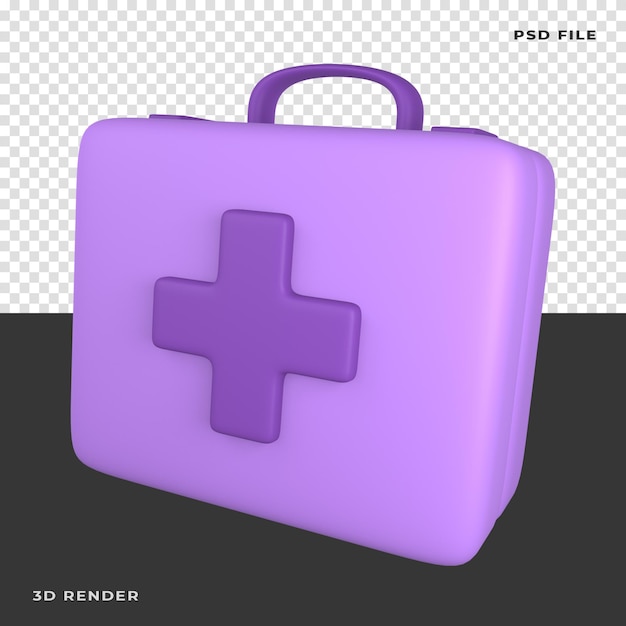 3D Medical Kit Rendered on transparent background