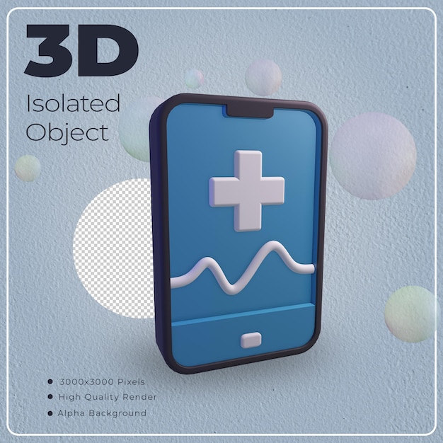 PSD 3d medical phone isolated object with high quality render