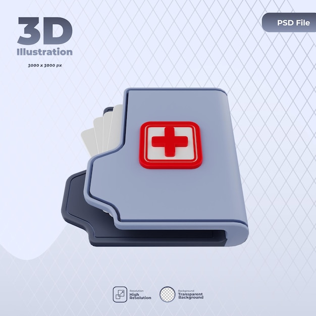 3D medical records icon illustration