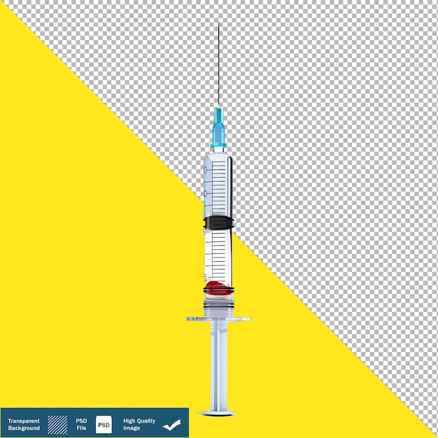 3D Medical Syringe Medicament Element on White Background transparent background PNG PSD