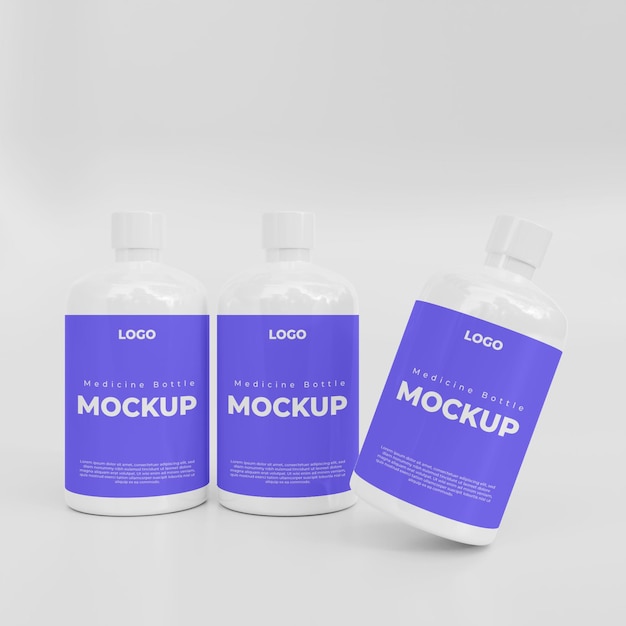 3D Medicine Bottle Mockup