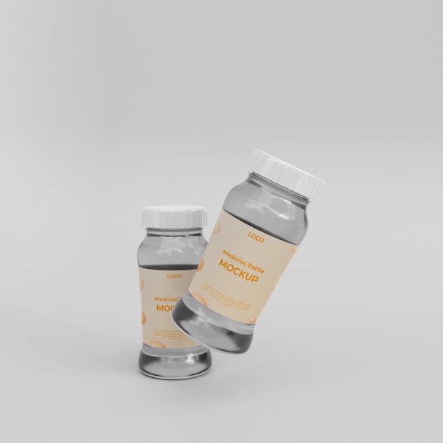 3D Medicine Glass Jar Mockup