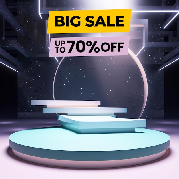 3d mega sale banner template promotion background