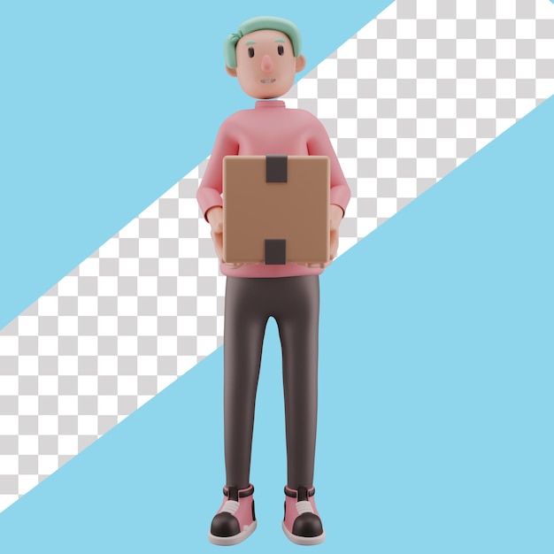 3D Men Character With Box