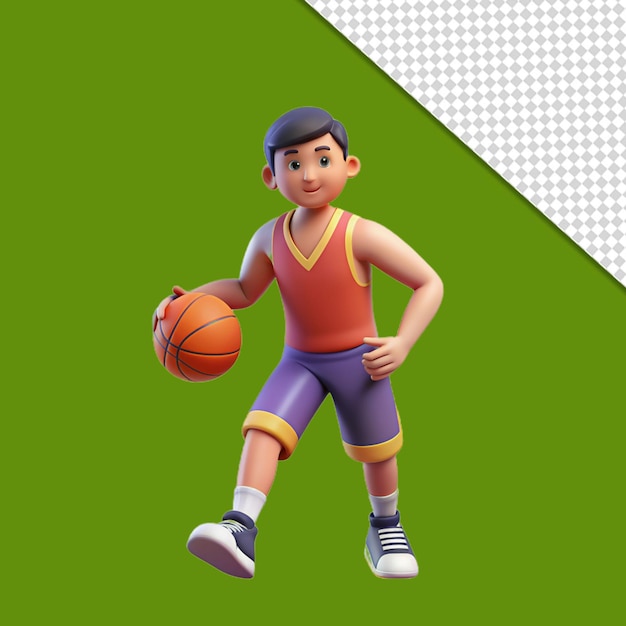 3d men play basketball leisure time