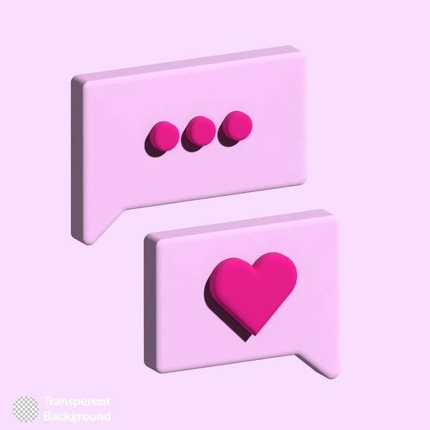 PSD 3d message heart reaction pink fuchsia emotional response