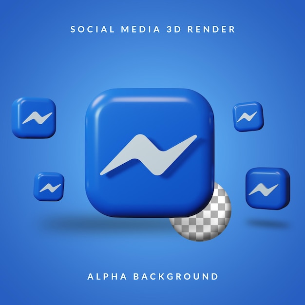 3D Messenger application logo with alpha background