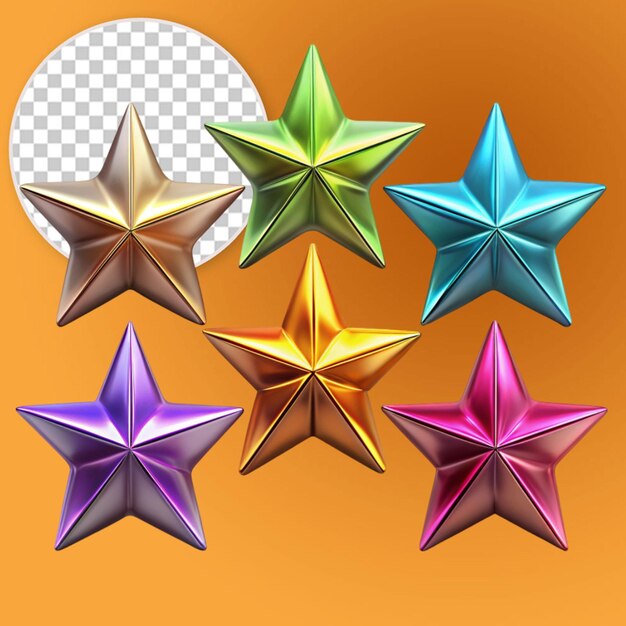 3d metal mullet color stars set