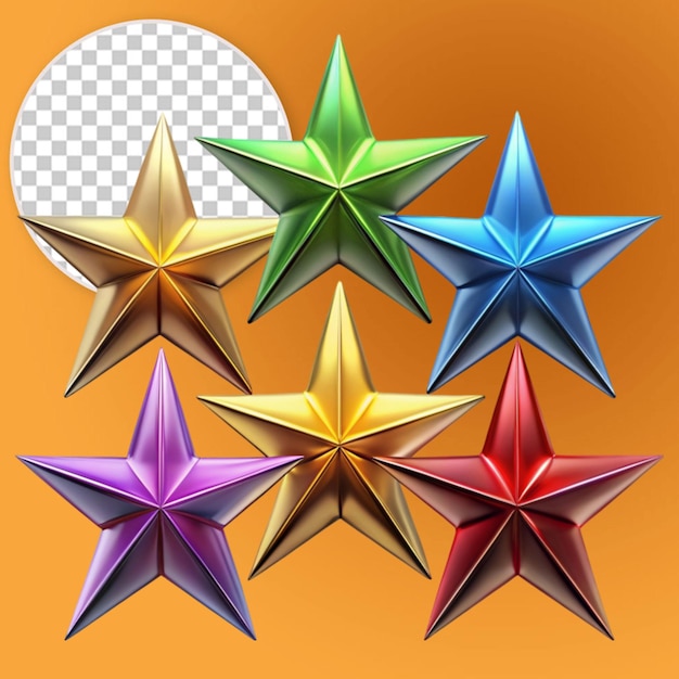 3d metal mullet color stars set