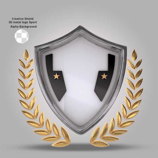 3D metal shield logo design