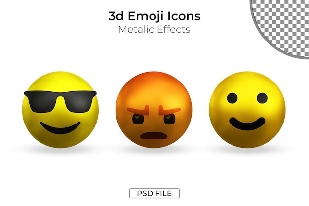 3d Metalic Effects Emoji Icons