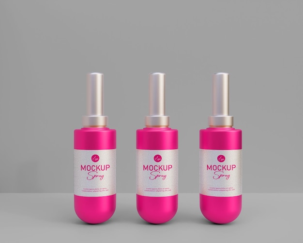 3d metalic perfume spray bottle mockup