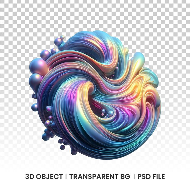 3d metallic iridescent fluid abstract holographic shape