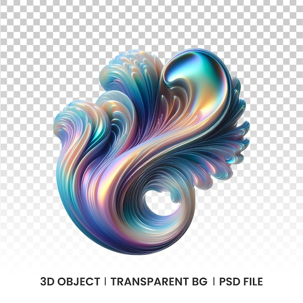 3d metallic iridescent fluid abstract holographic shape