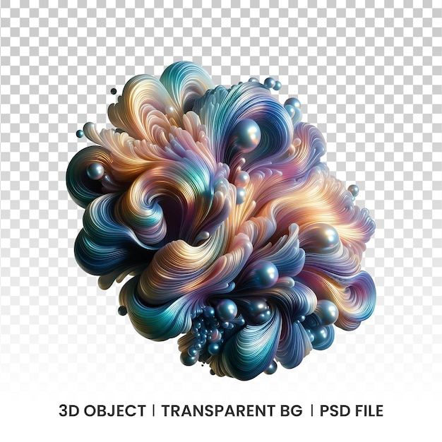 3d metallic iridescent fluid abstract holographic shape