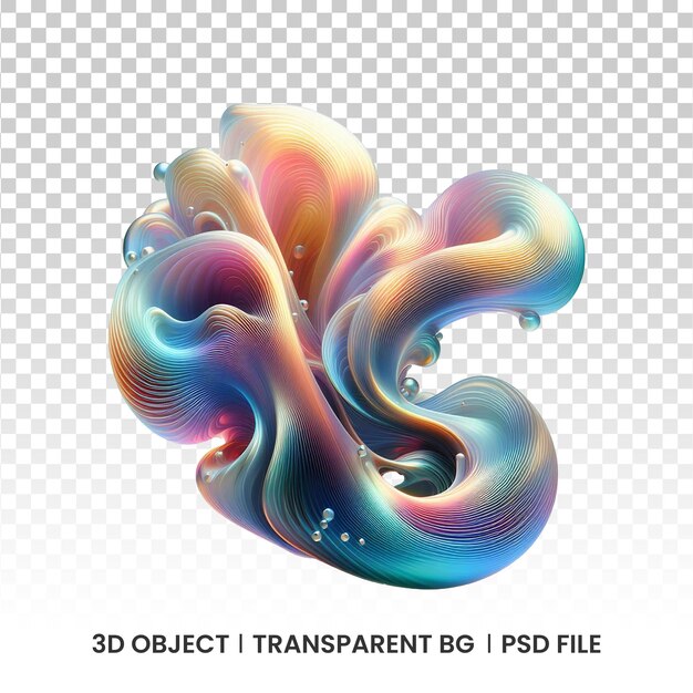 3d metallic iridescent fluid abstract holographic shape