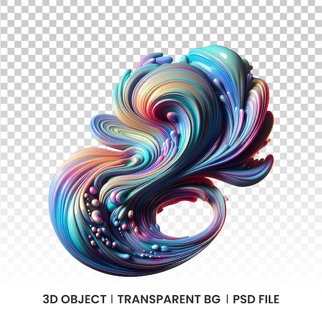 3d metallic iridescent fluid abstract holographic shape