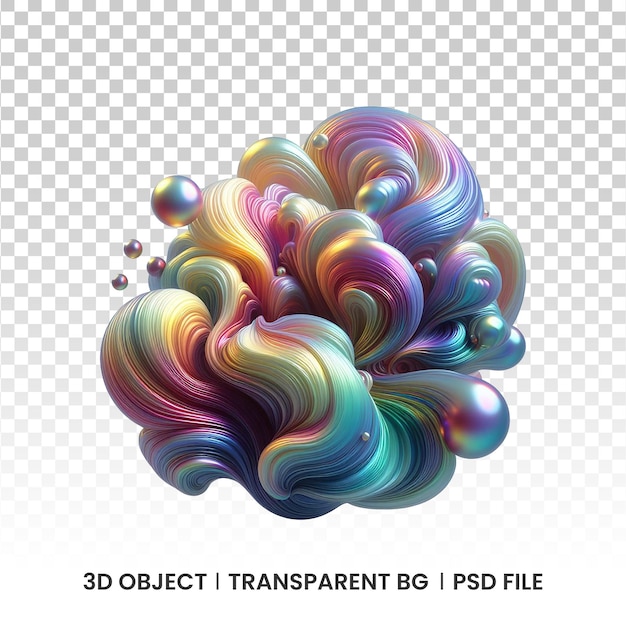 3d metallic iridescent fluid abstract holographic shape