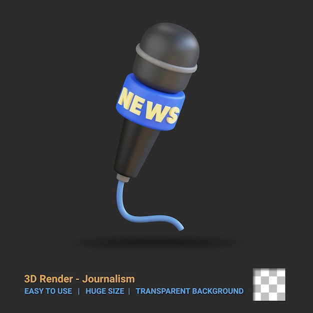 3d Microphone News icon illustration with transparent background