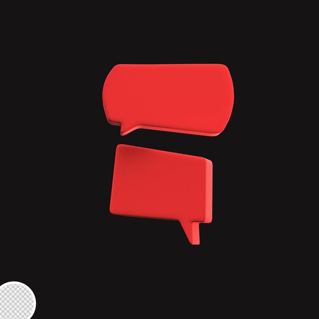 3d minimal red bubbles speech chat icon talk balloon messages icon 3d rendering illustration