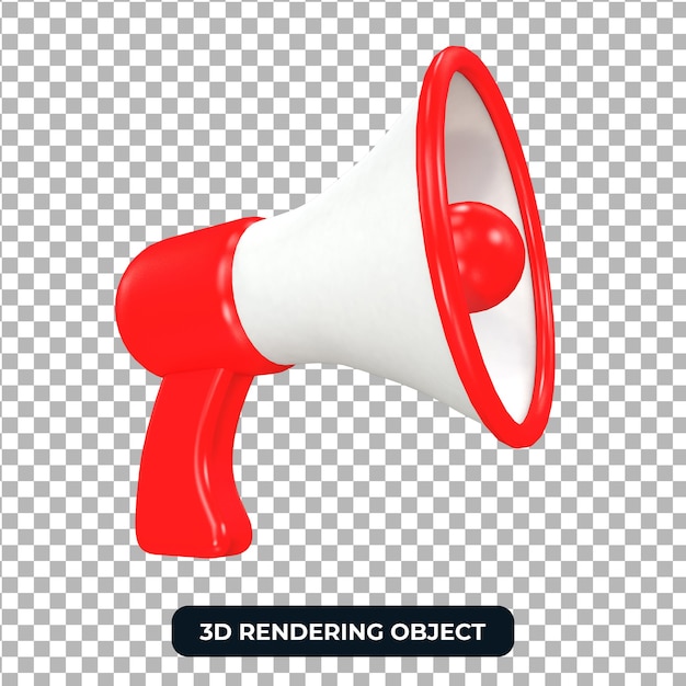 3d minimalist White and red Megaphone render isolated