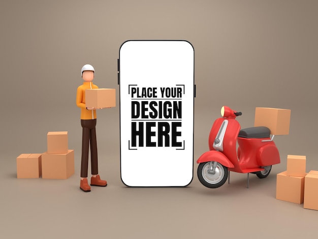 3D Mobile Phone Courier Package Mockup