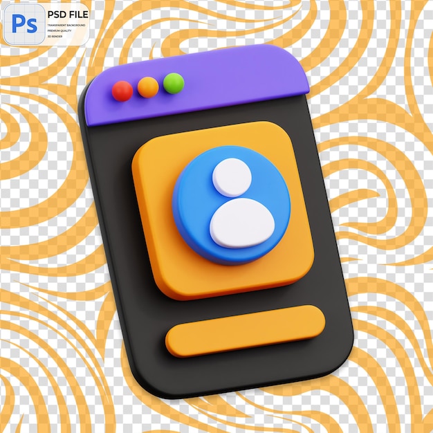 3D Mobile Profile Render Icon Isolated PNG Illustration PSD Template