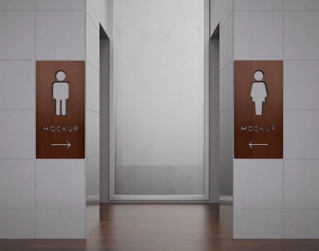 3d mock-up for public restroom sign