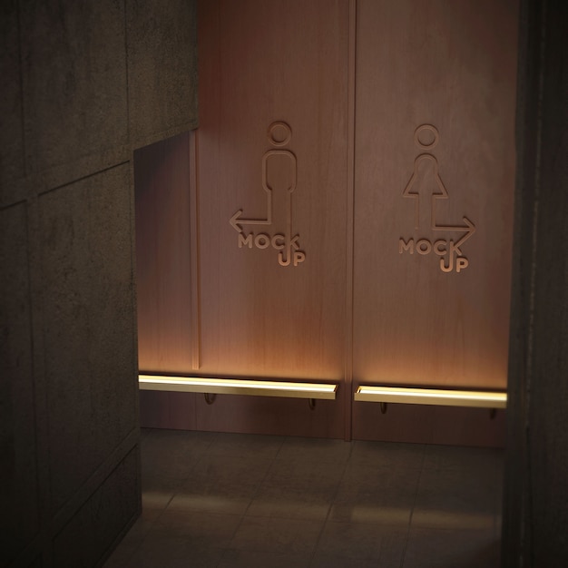 3d mock-up for public restroom sign