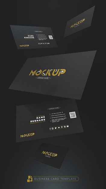 3d mockup Black business card