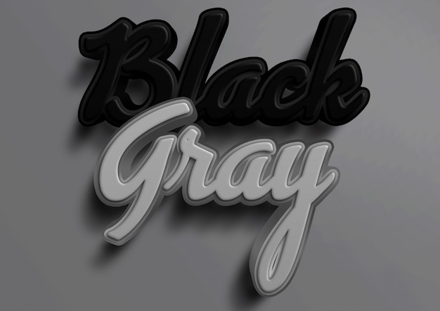 3d mockup black and gray text effect