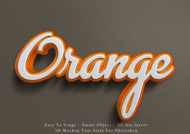 3d mockup orange text style effect