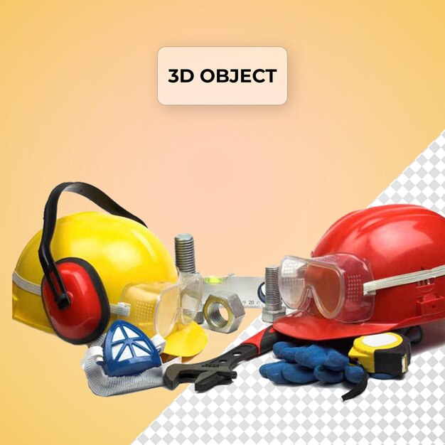 PSD a 3d model of 3d 3d objects and a red helmet