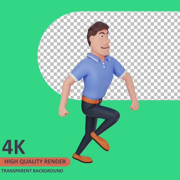 3d model rendering man cartoon character ongoing