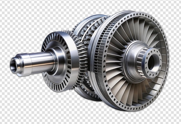 PSD a 3d model of a turbine engine with a silver blade