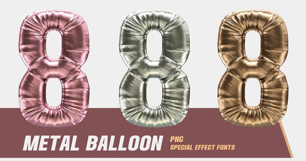 PSD 3d modelling metal balloon series number 8