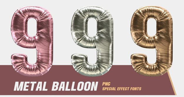 PSD 3d modelling metal balloon series number 9