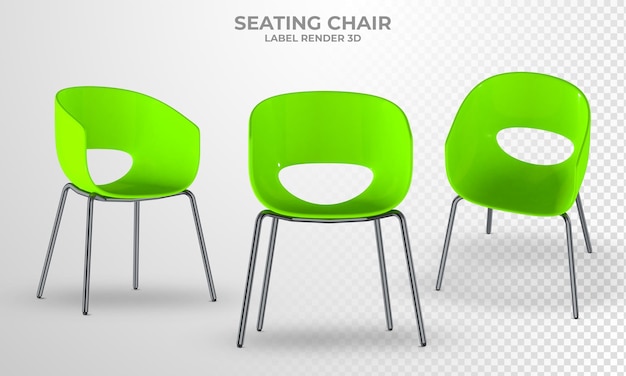 3d modern chair Dining three Chair Green color isolated